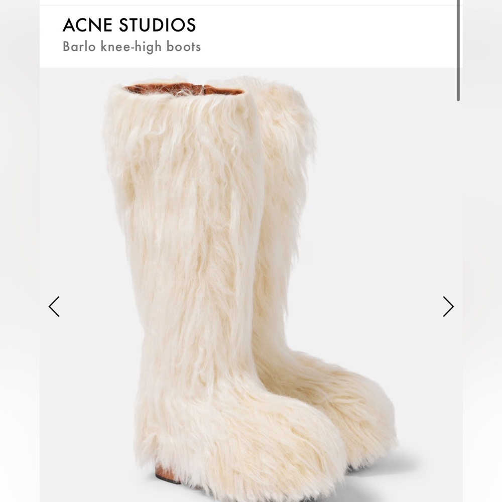 Acne Studios Cream Shag Faux-Fur Barlo Boots